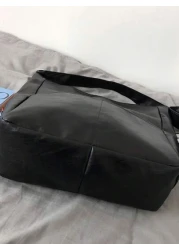 PU Dual Pocket Solid Color Simple Messenger Bag For Men Casual Daily Use Christmas Gifts Winter Christmas Men Bag Sling Bag Cross Body Bag Gifts Thanksgiving Fall Travel Purse Holiday Tote Bag Sports