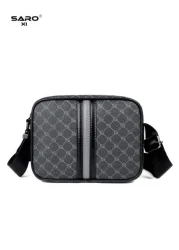 Men s Oblique Shoulder Bag With Side Pockets Crossbody Messenger Bag Square Casual Multipurpose Bag Suitable For Commuting PVC Minimalist Style Black Color Gift For Boyfriend Husband Luxury Bags