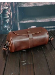 حقيبة كتف أسطوانية متعددة الوظائف مقاومة للماء للعمل والكلية والسفر والمدرسة من جلد البولي يوريثان بتصميم بس