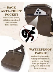 حقيبة كروس بادي رجالية قابلة للقلب، حقيبة كتف من جلد PU مقاوم للماء، حقيبة كتف مضادة للسرقة خفيفة الوزن للعمل و