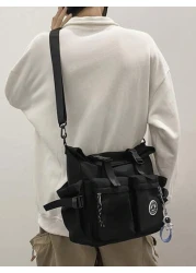 حقيبة حزام متعددة الوظائف لطلاب المدارس الثانوية والجامعات المبتدئين، حقيبة كاجوال للرجال مزينة بإبزيم، حقي