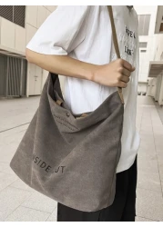 peach tree 1pc Peach Tree Fashion Simple Letter Print Large Capacity Lightweight Fit 12 Inch Tablet Bag For Men Retro Canvas Solid Color Crossbody Bag Christmas Men Bag Vacation Travel Essentials Dad