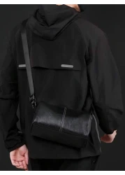 New Men s Commuter Shoulder Messenger Bag Lightweight PU Soft Leather Small Bag Minimalist Sophisticated Pillow Bag