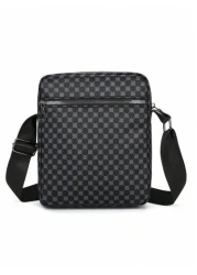 حقيبة كتف جلدية بطبعات للرجال، حقيبة محفظة صغيرة للأعمال مع سحاب مضاد للسرقة لهدايا عيد الميلاد، حقيبة كروس ب