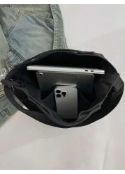 1pc Men s Shoulder Bag Crossbody Bag Solid Color Black Shoulder Bag Letter Zipper Canvas Casual Fashionable Versatile Simple Suitable For Students Work Commuting Shopping Portable Men s Crossbody Bag