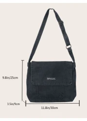 Men Letter Graphic Flap Messenger Bag Multifunctional Shoulder Bag Schoolbag For Travel College School Sling Bag Sport Bag For High School University Student School Supplies Fall Bag Cylinder Bag Old