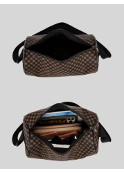 حقيبة كتف قياسية كروسبودي بسيطة طراز كوري عصري للجنسين مطبوعة بطراز رجعي، حقيبة إسطوانية مستطيلة للطلاب