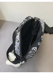 High School Students University Multifunctional Shoulder Bag Casual Bag Mini Men Paisley Pattern Square Bag With Bag Charm Schoolbag For Travel College Outdoor Crossbody Bag Side Bag For Holiday Styli