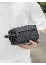 قطعة واحدة (9.8 بوصة * 5.5 بوصة * 3.6 بوصة) حقيبة رجالية عصرية للاحتفاظ بالأغراض الشخصية، حقيبة معصم، متعددة الجيوب،