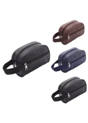 Men Waterproof Travel Toiletries Storage Bag PVC Lychee Pattern Cosmetic Bag Portable Makeup Organiser Male Zipper Handbags