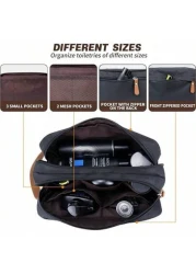 1pc Large Capacity Travel Toiletry Bag Oxford Fabric Multi Compartment Grooming Makeup Pouch Cationic Finish Solid Color For Business Trip Shaving Kit Skincare Organizer Bag Christmas Winter Christmas