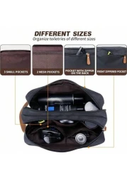 1pc Large Capacity Travel Toiletry Bag Oxford Cloth Compartment Wash Bag Makeup Bag Cation Material Solid Color For Business Trip Shaving Kit Skincare Products Portable Storage Bag Toiletry Organizer