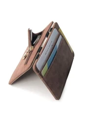 Matte Leather Magic Wallet Card Holder Zipper Coin Purse For Men Vintage Funny Gifts Travel Christmas Holiday Thanksgiving Gifts For Men Vacation Hiking Men Gifts Laptop Winter Large Capacity Multi Fu