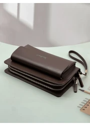 KAIDUCH Fashion Vintage Clutch Purse Casual Large Capacity Double Zipper Handbag Cell Phone Bag Card Organizer Wallets Card Cases Money Organizers Clutch Handbag Wristlet Work Weekend Travel Camping S