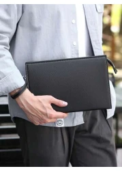 gorchis New Style Men s Clutch Bag Black Toiletry Bag Large Capacity Business Hand Carry Bag Simple Versatile PU Leather Underarm Envelope Bag With Multi Card Slots Fashion Man Bag