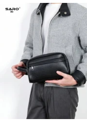 saroxi Men s Large Capacity Fashionable Casual Handbag Wristlet Pouch High End Elegant Portable For Work Travel Suitable For Young Office Workers Students A Great Gift Choice For Men Pillow Bag Men