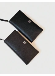 محفظة رجالي بسحاب طويل من الجلد الصناعي، سعة كبيرة، حامل للبطاقات والهاتف، محفظة متكاملة للرجال قطعة واحدة