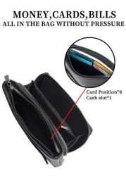 HOVI S Classic Solid Color Retro Clutch Bag Simple Business Large Capacity Lightweight Waterproof Daily Commuting Mobile Phone Bag Man Bag Students Travel Winter Holiday Wash Bag Old Money Multi Card