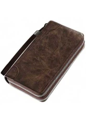 Hot New Retro Large PU Leather Wallet Double Zipper Clutch Long Leather Phone Purse Business Hand Clutch Bag Card Holder Travel Must Haves Wristlet Wallet Purse Essential Items Men Christmas Gifts Gif