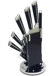 طقم سكاكين ستانلس ستيل 9 قطع مع حامل 360 درجة