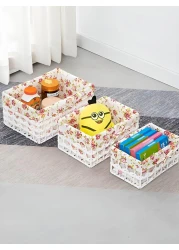 Set of 3 Eco-Friendly Handwoven Storage Baskets &ndash; Durable Woven Bins with Sturdy Plastic Frame and Removable Liners for Toys, Books, and Toiletries &ndash; Decorative and Versatile Home Organization - Pink