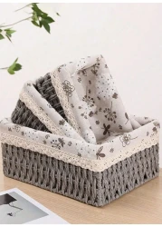 Set of 3 Eco-Friendly Handwoven Storage Baskets &ndash; Durable Woven Bins with Sturdy Plastic Frame and Removable Liners for Toys, Books, and Toiletries &ndash; Decorative and Versatile Home Organization - Grey