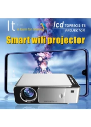 Generic-LCD T6 Smart Wifi Projector Support 1080p HD LED Portable Mini Projector Video For Home Theater Game Movie Cinema EU Plug
