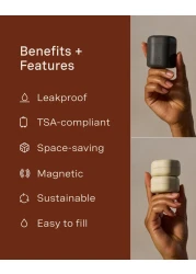 CadenceTravel Containers Daily Routine Capsule Set Magnetic Travel Capsules For Shampoo Conditioner Body Wash Pills and More 4 Flex Mediums 132oz 3 Flex Smalls 056oz Petal