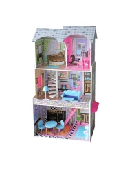 Princess Wooden Dollhouse for Kids &ndash; Large 3-Story Pretend Play Doll House Toy Set with 7pcs Furniture Accessories, Big DIY Dreamhouse for Girls &amp; Toddlers