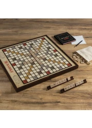 WS Game Company Scrabble Grand Folding Edition with Rotating Wooden Game Board
