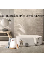 Milton Bucket Style Towel Warmer, Luxury Bucket Towel Warmer, Large Towel Warmer for Bathroom, Auto Shut Off, Fits Up to Two 40"X70" Oversized Towels, Bathrobes, Blankets, PJ's &amp; More, White, CL1.