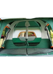 Toby&rsquo;s New 8-12 person double layer outdoor camping tent two bedrooms and a living room family cabin (Green)