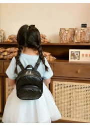 1pc Girls PU Leather Backpack Fashionable Quilted Embroidery Casual Travel Mini Backpack With Zipper Closure Ideal Gift Choice For Outdoor Shopping All Season