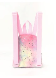 1 Pc Winter New Style Children Girls Mini Cute Stars Moon Printed Soft Plush Adjustable Backpack Suitable For Outdoor Travel Daily Use Holiday Gift School Primary School Students