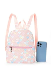 1pc Girls Quilted Cute Campus Style Backpack Casual Street Style Backpack Suitable For School Student Backpack Outdoor Hiking Vacation Daily Commuting Holiday Gift