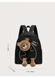 One Piece Cartoon Bear Nylon Zipper Closure Cute Lightweight Backpack For Boys And Girls Suitable For Daily Use In Kindergarten