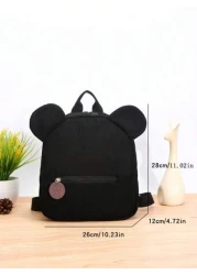 One Girls Cute Cartoon Bear Zippered Backpack Suitable For Daily Use