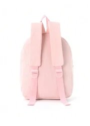 قطعة واحدة حقيبة ظهر قطيفة متعددة الوظائف ذات سعة كبيرة مزينة بالتطريز بشكل دب كرتوني مناسبة للأطفال الفتيات