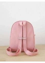 Girls Fuzzy Cartoon Rabbit Letter Patch Decor Zipper Cute Functional Backpack