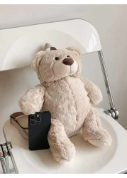 Fashionable And Cute Plush Bear Funny Backpack Cute Cartoon Backpack Plush Zipper Backpack The Best Backpack For Going Out And Taking Photos