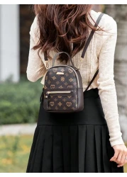 A Mini Printed Hardware Embellished Backpack A Mini Retro Small School Bag Very Suitable For Travel Shopping School Bag Bag Backpack Mini Backpack Bag School School Backpack Bag School Bag