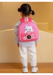 حقيبة ظهر للأطفال بتصميم كاميرا للقطط، حقيبة صغيرة عصرية وكاجوال، حقيبة مدرسية سعيدة، حقيبة ظهر جميلة للبنات