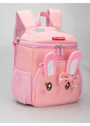 Cute Cartoon Bunny Kids Backpack For Girls Pink Shoulder Bag For Preschool Children