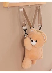 1pc Cute And Adorable Papa Bear Backpack Cartoon Animal Crossbody Coin Purse Storage Bag Fashionable Cartoon Animal Papa Bear Shape Zipper Opening And Closing Backpack Crossbody Bag Suitable For Girls