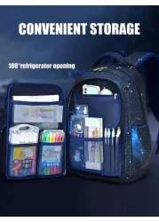 1pc School Backpack Boys Backpack Student Children Backpack Outdoor Travel Bag Starry Sky Printed Backpack Large Capacity Multi Pocket Backpack Laptop Backpack Nylon Material Suitable For Teenagers Yo