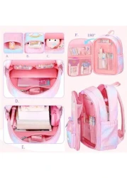 حقيبة ظهر مدرسية أنيقة خفيفة الوزن و بسعة كبيرة مصنوعة من النايلون مع جيوب متعددة للبنات والأولاد والسفر العا