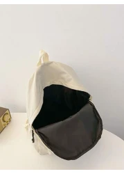 1 PC Back To School Classic Basic Large Capacity School Bag With Laptop Compartment Fashion Versatile All Purpose Backpack Purse Simplicity Solid Color Sports Bag Premium Nylon School Backpack With Ad