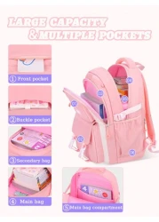 1pc Large Capacity Purple Pink Girl s Backpack Ideal For School Outdoor Trips Lightweight Comfortable Multi Purpose With Pendant Perfect Birthday Gift For Girls Must Have For Back To School