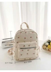 Floral Print Backpack Lightweight Allover Floral Graphic Curved Top Backpack School Bag College Style Fashion Zipper Student Girls Backpack New Back To School Backpack Butterfly Pattern Classic Backpa