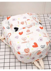 حقيبة ظهر كرتونية بطبعات ملونة متباينة ، حقيبة مدرسية ناعمة متعددة الاستخدامات ، حقيبة كتب كبيرة السعة ، حقيب